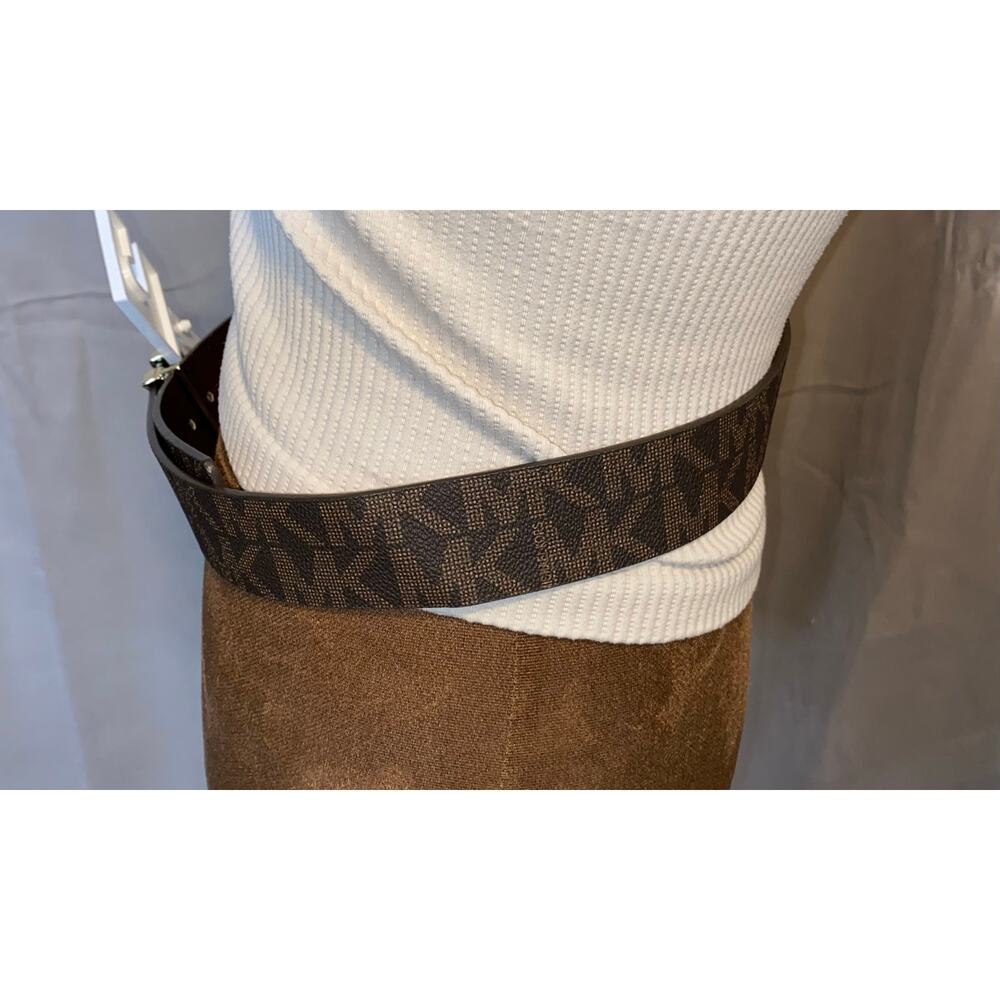 NWT Michael Kors Brown MK Logo Belt Gold Buckle Size Small - Picture 6 of 12